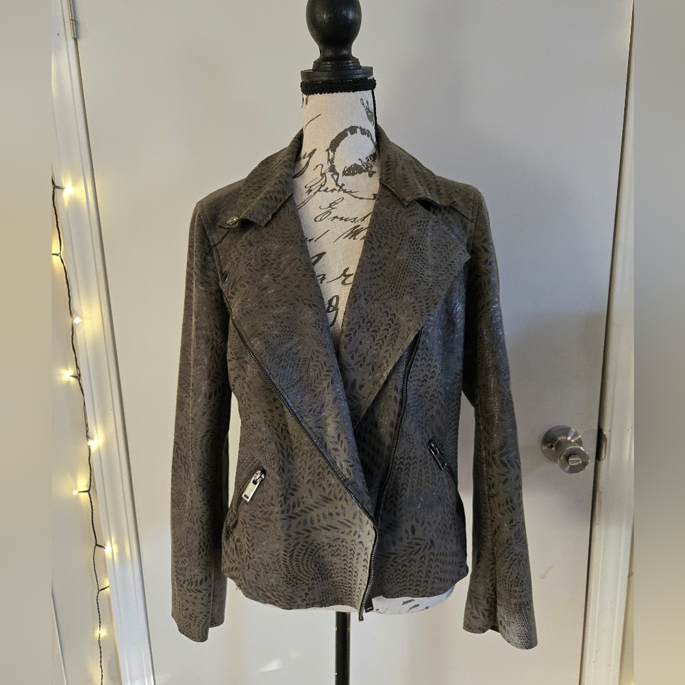 Philosophy Green Faux Leather Jacket Size Small